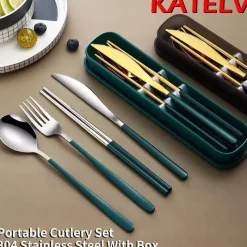 Tom Küche & Esszimmer-Besteckset aus 304 Edelstahl – stilvolles Reiseetui inklusive