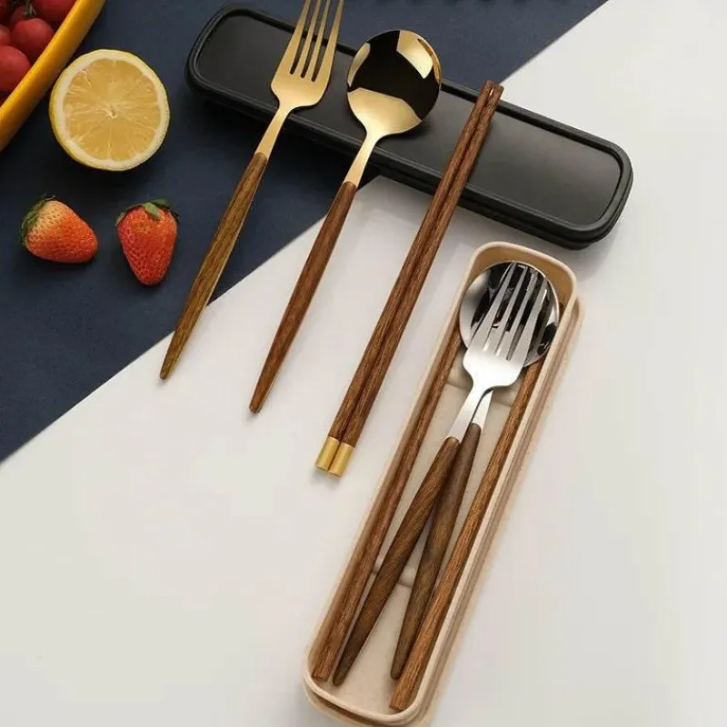 Tom Küche & Esszimmer-Besteckset aus Edelstahl – Küchenutensilien mit Holzgriff