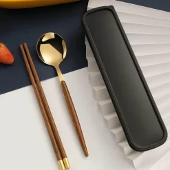 Tom Küche & Esszimmer-Besteckset aus Edelstahl – Küchenutensilien mit Holzgriff