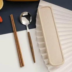 Tom Küche & Esszimmer-Besteckset aus Edelstahl – Küchenutensilien mit Holzgriff