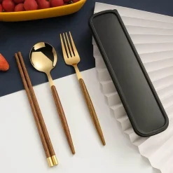 Tom Küche & Esszimmer-Besteckset aus Edelstahl – Küchenutensilien mit Holzgriff