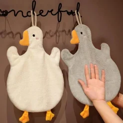 Tom Küche & Esszimmer-Bestickte Mikrofaser-Handtücher – bezauberndes Korallensamt-Gans-Design für stilvolle Badezimmer