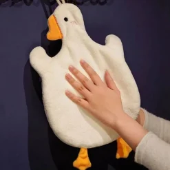 Tom Küche & Esszimmer-Bestickte Mikrofaser-Handtücher – bezauberndes Korallensamt-Gans-Design für stilvolle Badezimmer