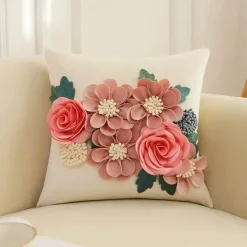 The Cushion Corner Bettzeug-Bestickter Kissenbezug mit Blumenbaum - Dekorativer Kissenbezug für Sofa