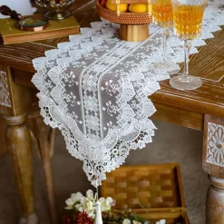 Fine Table Threads Küche & Esszimmer-Bestickter Makramee-Tischläufer – Hohldesign, Heimdekoration