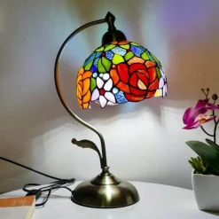Bright Accents Beleuchtung-Böhmische Rosen-Tischlampe – floraler Wohndekor-Akzent