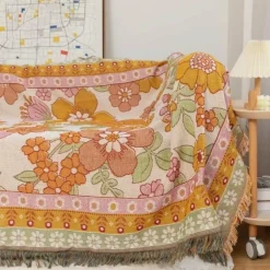 Warm Embrace Bettzeug-Böhmische Wandteppichdecke - Floraler Sofabezug