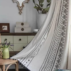 Wrap u0026 Relax Bettzeug-Böhmischer Vorhang - Baumwollleinen Ethno Geometrischer Druck