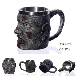 Feast u0026 Flair Küche & Esszimmer-Bierkrug im Retro-Stil mit silbernem Drachenmotiv – 450 ml Edelstahlkrug