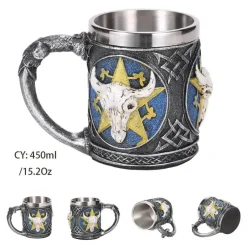 Feast u0026 Flair Küche & Esszimmer-Bierkrug im Retro-Stil mit silbernem Drachenmotiv – 450 ml Edelstahlkrug