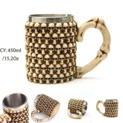 Feast u0026 Flair Küche & Esszimmer-Bierkrug im Retro-Stil mit silbernem Drachenmotiv – 450 ml Edelstahlkrug