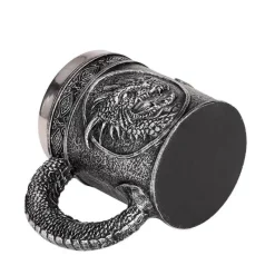 Feast u0026 Flair Küche & Esszimmer-Bierkrug im Retro-Stil mit silbernem Drachenmotiv – 450 ml Edelstahlkrug