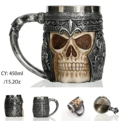 Feast u0026 Flair Küche & Esszimmer-Bierkrug im Retro-Stil mit silbernem Drachenmotiv – 450 ml Edelstahlkrug