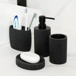 Serene Splash Badezimmer-Black Bathroom Accessory Set - Modern Stylish Décor