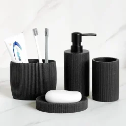Serene Splash Badezimmer-Black Bathroom Accessory Set - Modern Stylish Décor