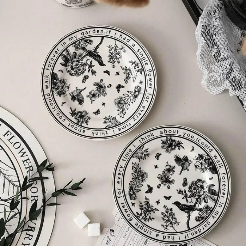 Plates u0026 More Küche & Esszimmer-Black Bird Keramiktassen-Set mit Untertasse – Elegantes Trinkgeschirr für Kaffee und Tee