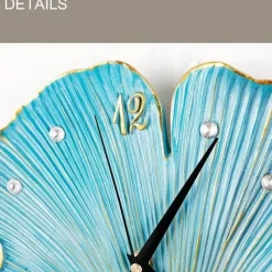 The Gilded Nest Wohndeko-Blatt-Wanduhr – Elegantes, stilles Dekor