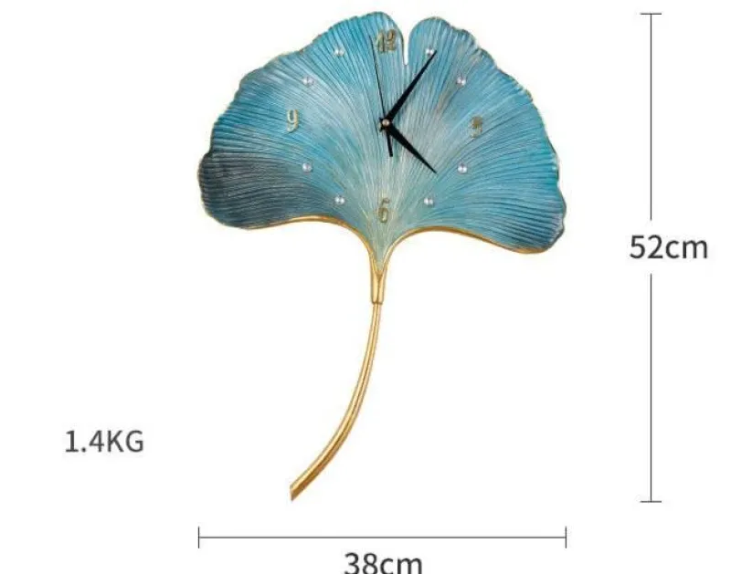 The Gilded Nest Wohndeko-Blatt-Wanduhr – Elegantes, stilles Dekor