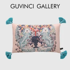 Pillow Haven Bettzeug-Blauer Löwe Hund Lendenkissenbezug - Zitronenbäume GG Stil