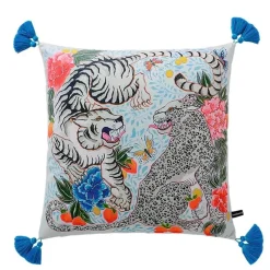 Pillow Haven Bettzeug-Blauer Löwe Hund Lendenkissenbezug - Zitronenbäume GG Stil