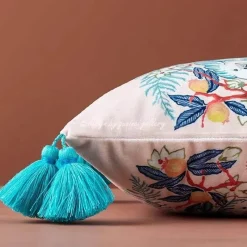 Pillow Haven Bettzeug-Blauer Löwe Hund Lendenkissenbezug - Zitronenbäume GG Stil