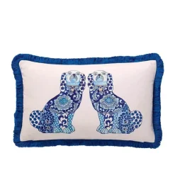 Pillow Haven Bettzeug-Blauer Löwe Hund Lendenkissenbezug - Zitronenbäume GG Stil