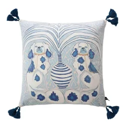 Pillow Haven Bettzeug-Blauer Löwe Hund Lendenkissenbezug - Zitronenbäume GG Stil