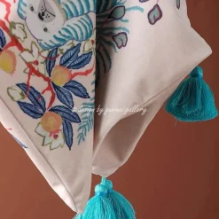 Pillow Haven Bettzeug-Blauer Löwe Hund Lendenkissenbezug - Zitronenbäume GG Stil