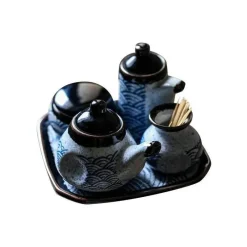 Elegance at the Table Küche & Esszimmer-Blaues Gewürzdosen-Set aus Keramik – Elegante Gewürzbehälter für die Küche zum organisierten Kochen