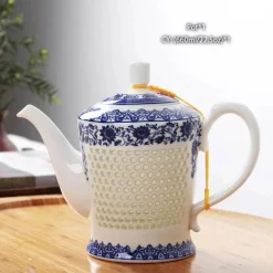 Feast u0026 Flair Küche & Esszimmer-Blau-weißes Kungfu-Teeservice aus Porzellan – Puer-Teetasse und Kanne, Teegeschirr für die Teezeit