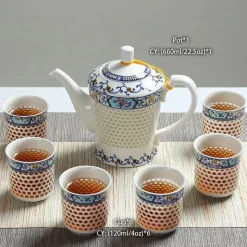 Feast u0026 Flair Küche & Esszimmer-Blau-weißes Kungfu-Teeservice aus Porzellan – Puer-Teetasse und Kanne, Teegeschirr für die Teezeit