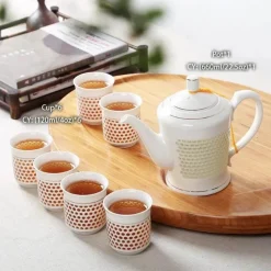 Feast u0026 Flair Küche & Esszimmer-Blau-weißes Kungfu-Teeservice aus Porzellan – Puer-Teetasse und Kanne, Teegeschirr für die Teezeit