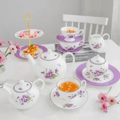 Feast u0026 Flair Küche & Esszimmer-Blue Dream Teeservice - Tasse Untertasse Milchglas Zuckerdose Teller