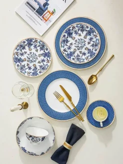 Feast u0026 Flair Küche & Esszimmer-Blue Lotus Geschirr-Teeservice – Elegantes Keramikgeschirr