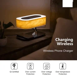 Comfort u0026 Style Beleuchtung-Bluetooth Speaker Desk Lamp with Wireless Charger - Dimmable Japanese Design