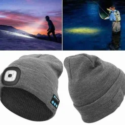 Gear Up u0026 Go Outdoor-Gadgets|Outdoor-Artikel-Bluetooth-Lautsprecher-Mütze – Unisex-Wintermütze mit Stirnlampe