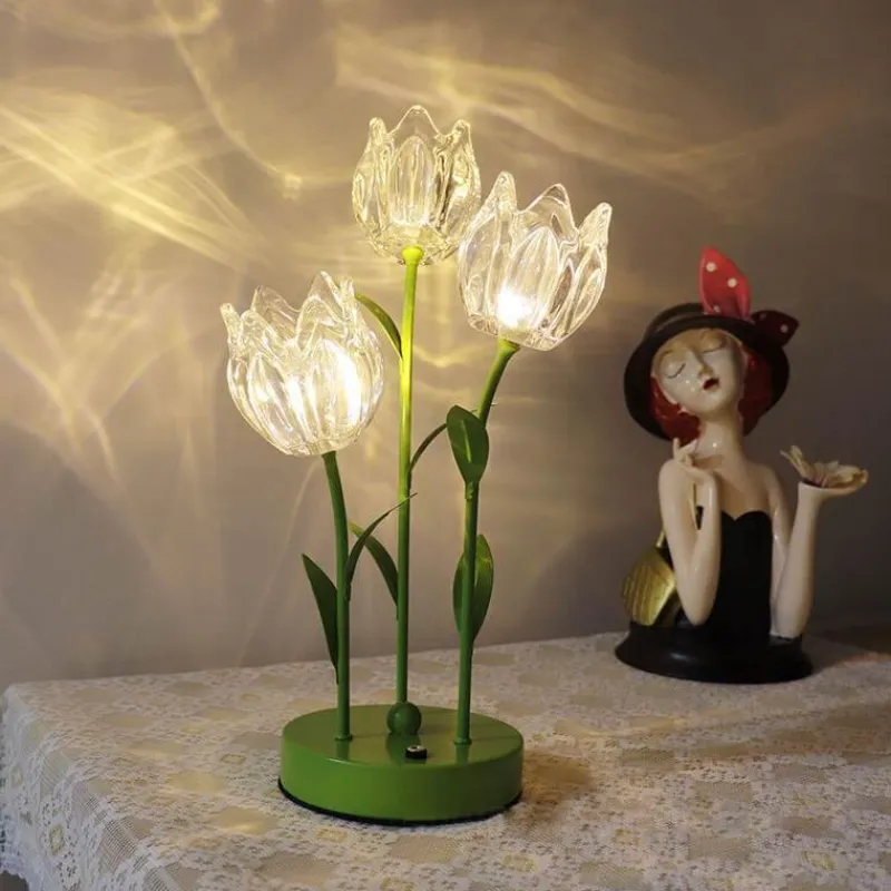 The Light Loft Beleuchtung-Blumen-LED-Nachtlampe – dekoratives Nachttischlicht