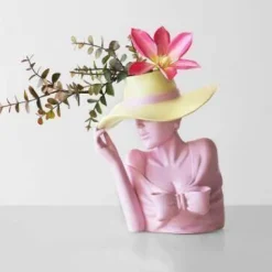 Accent Haven Wohndeko-Blumentopf - Hübsche Frau Pflanzgefäß Statue