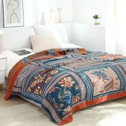 Cozy Haven Bettzeug-Boho Baumwoll-Überwurfdecke - Leichte dekorative Gazedecke