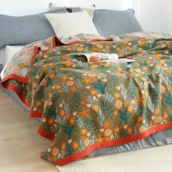 Cozy Haven Bettzeug-Boho Baumwoll-Überwurfdecke - Leichte dekorative Gazedecke