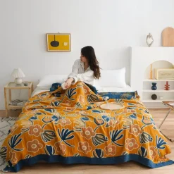 Cozy Haven Bettzeug-Boho Baumwoll-Überwurfdecke - Leichte dekorative Gazedecke