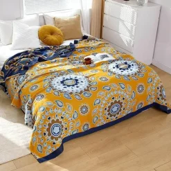 The Blanket Nook Bettzeug-Boho Mandala Baumwolldecke - Doppelseitige weiche Sommerdecke für Betten und Sofas