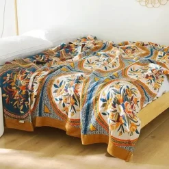 The Blanket Nook Bettzeug-Boho Mandala Baumwolldecke - Doppelseitige weiche Sommerdecke für Betten und Sofas