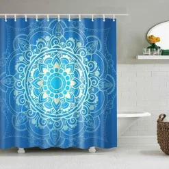 Aqua Essence Badezimmer-Boho Mandala Duschvorhang - Stilvolles Badezimmerdekor
