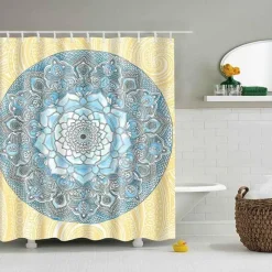 Aqua Essence Badezimmer-Boho Mandala Duschvorhang - Stilvolles Badezimmerdekor