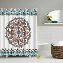 Aqua Essence Badezimmer-Boho Mandala Duschvorhang - Stilvolles Badezimmerdekor