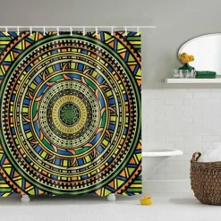 Aqua Essence Badezimmer-Boho Mandala Duschvorhang - Stilvolles Badezimmerdekor