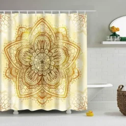 Aqua Essence Badezimmer-Boho Mandala Duschvorhang - Stilvolles Badezimmerdekor