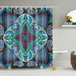 Aqua Essence Badezimmer-Boho Mandala Duschvorhang - Stilvolles Badezimmerdekor
