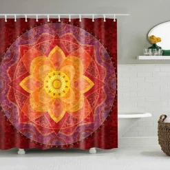 Aqua Essence Badezimmer-Boho Mandala Duschvorhang - Stilvolles Badezimmerdekor